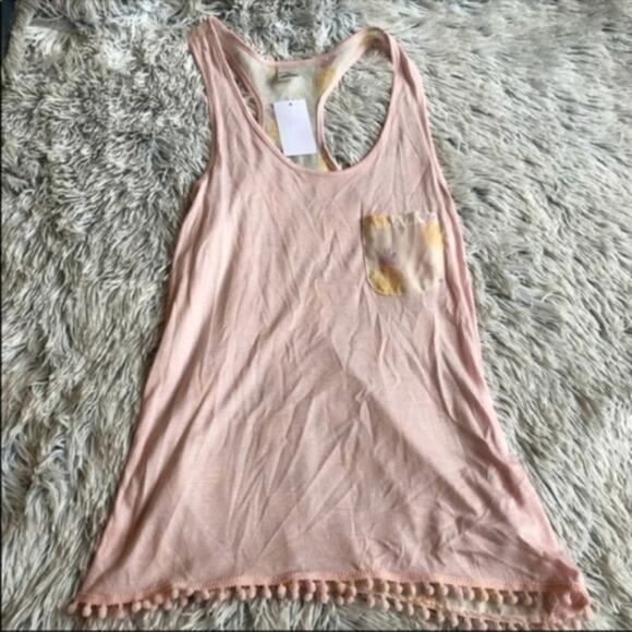 Zumiez Empyre XS Pineapple Print Pom Pom Fringe Pocket Tank Top - Picture 4 of 5